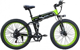 LFSTY Fahrräder LFSTY Verbesserte Electric Mountain Bike 350W 26-Zoll-Fat Tire E-Bike 7 Beschleunigt Beach Cruiser Sport Mountainbikes Fullys, Lithium-Batterie, Green