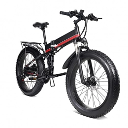 LIU Zusammenklappbares elektrisches Mountainbike liu 1000W Elektrofahrrad 48V Motor für Männer Folding Ebike Aluminiumlegierung Fetter Reifen​ MTB Schnee Elektrofahrrad (Farbe : Rot)