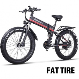 Rindasr Fahrräder Rindasr 26-Zoll-Folding Elektro-Bike, 48V / 1000W / 12.8AH Lithium-Batterie, 4, 0 berdimensionale Reifen, Beach Cruiser Sport Mountainbikes / Elektro Elektro-Fahrrad (Color : Red)
