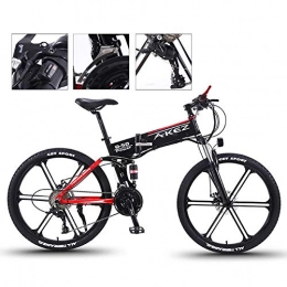 TANCEQI Zusammenklappbares elektrisches Mountainbike TANCEQI 26 Zoll Elektrofaltrad Mountainbike Fahrrad Elektrofahrräder Faltrad Mit Scheibenbremsen 27 Geschwindigkeit 350W 36V Motor LCD-Messgerät E-Bike Für Männer Frauen Erwachsene, Rot