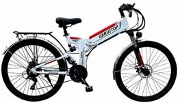 YAOJIA Fahrräder YAOJIA Herren Fahrrad Rennräder 26 Zoll Faltbares E-Bike Mit 48V 10, 4AH Lithium-Ionen-Batterie Mountainbike-Fahrrad 21-Gang-Hybrid-Bikes Für Erwachsene Herren Cross- & Trekkingräder (Color : White)