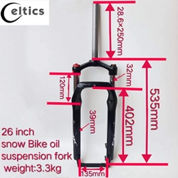 CELT er Forcelle per mountain bike 26 x 4.0 Triple Tree fat Sand Snow Beach bici elettrica forcella asse 135 mm, black 1 pcs