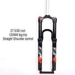 FHGH Parti di ricambio FHGH MTB Forcella 26 / 27, 5 Pollici Controllo della Linea di Spalla Mountain Bike Forcella 120MM Tubo Nero Smorzamento Forcella A Gas Tubo Dritto in Lega di Magnesio Corsa