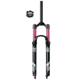 FukkeR Forcelle per mountain bike Forcella Anteriore MTB Mountain Bike da 26 27.5 29 Pollici con Regolazione Dell'estensione Escursione di 140mm QR ASSE da 9mm Canotto Dritto 1-1 / 8'' (Color : Black Red Manual, Size : 29inch)