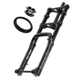 HerfsT Parti di ricambio Forcelle Ammortizzate per Bici Fat Snow Forcella Ammortizzata ad Aria per Bici 20 Mountain Bike Freno a Disco Forcelle Anteriori Dritto Rastremato 28.6mm Corsa 120mm Perno Passante 15 * 150mm Regolazi