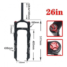 MIYUEZ Forcelle per mountain bike MIYUEZ Forcella Air in Sospensione MTB Forcella Forcella MTB Tube Fork Forcella Pneumatica Ammortizzatore in Lega di Magnesio 26 Pollici per 135mm Snowmobile ATV Fat Tire Accessori per Biciclette