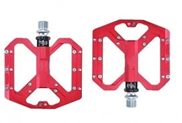 NOLOGO Parti di ricambio Durevole Mountain Antiscivolo Bike Pedali della Piattaforma della Bicicletta Piatti Pedali in Lega 9 / 16" 3 Biciclette Cuscinetti for Strada MTB Fixie (Color : Red)