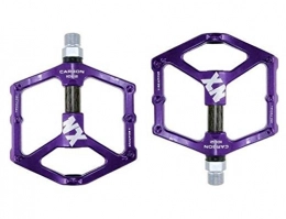 NOLOGO Parti di ricambio Durevole MTB Pedale della Bicicletta della Strada Antiscivolo Ultralight Mountain Bike Pedali in Fibra di Carbonio 3 Cuscinetti del Pedale (Color : Purple)