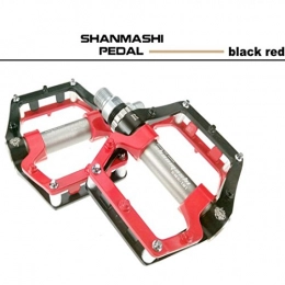 FELICIPP Parti di ricambio FELICIPP Pedali della Bicicletta della Lega di Alluminio Largo Pedale di Palin della Mosca della Caviglia del Cuscinetto di Mountain Bike Antiscivolo (Colore : Black Red)