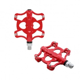 Lidada Parti di ricambio Forti Pedali Bicicletta Antiscivolo Pedali Bicicletta in Lega Leggera Pedana per Bicicletta 9 / 16 MTB BMX Road Mountain Bike Cycle (Rosso, 1 Paio)