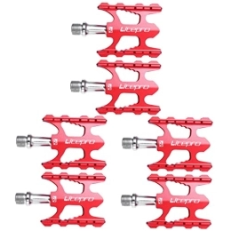 INOOMP Parti di ricambio INOOMP 3Pcs Pedale Cuscinetto Piattaforma Pieghevole Pedali Universali Ultraleggeri Leggero Per Parte Mtb Bici Bmx Accessorio Pieghevole Lega Mountain Sostituzione Elettrico Rosso Strada