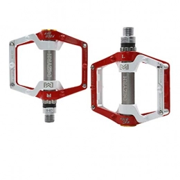 Lidada Parti di ricambio Mountain Bike Pedals 3 Cuscinetti Lega Leggera in Lega di Alluminio Corpo Cuscinetti Ultra Sigillato Forte Pedale Bicicletta Antiscivolo per 9 / 16"MTB BMX Road, Red