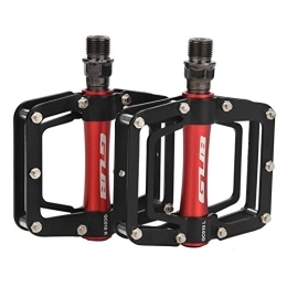 MuMa Parti di ricambio MuMa 1 Paio di Pedali per Bici, Pedali Piatti in Lega di Alluminio per Accessori per Mountain Bike (Nero + Rosso)