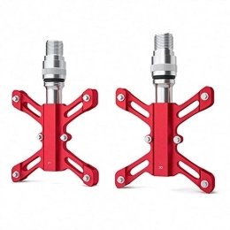 NAMEXA Parti di ricambio Pedali Bicicletta, Pedale Mountain Bike, Pedali Mountain Bike Pedali MTB a Sgancio Rapido Pedali Piatti Bicicletta Cuscinetto Sigillato in Alluminio Pedale Piattaforma Leggero 9 / 16 (Color : Red)