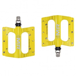 CBPE Parti di ricambio Pedali per Bicicletta, Pedale da Ciclismo in Alluminio Ultra Leggero Antiscivolo, di Alluminio CNC, 9 / 16", Leggero E Robusto, Pedali Flat da Bici, Giallo