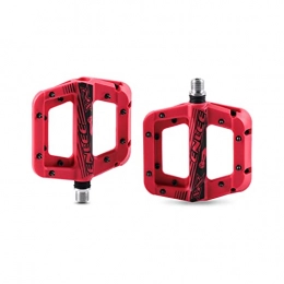 SUFUL Pedali per mountain bike Pedali per mountain bike in nylon, superficie anodizzata, pedali con perno antiscivolo in acciaio inossidabile e coperture di tenuta in lega di alluminio(Red)