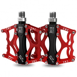 GAOword Parti di ricambio Pedali per mountain bike, nuovi pedali in alluminio antiscivolo ultraleggeri durevoli per bicicletta Ultra resistenti colorati CNC 2 cuscinetti sigillati per bicicletta da strada BMX MTB, Rosso