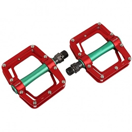 Weikeya Pedali per mountain bike Pedali per Mountain Bike, Pedali Piatti in Lega di Alluminio Leggera per Bici da Strada MTB BMX da Montagna(Rosso Verde)