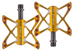 QKa Parti di ricambio QKa Bicicletta Pedali Mountain Bike Pedaliera in Alluminio Ciclismo Pedale Forma della Bici della Strada MTB Piatto Farfalla, CNC 3 Cuscinetti Fit Maggior Parte delle Moto, Giallo