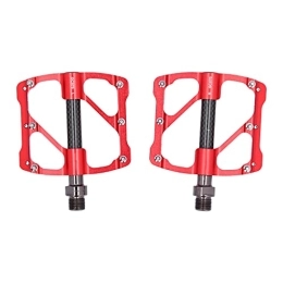 SPYMINNPOO Pedali per mountain bike SPYMINNPOO 1 Paio di Pedali per Bici, Pedali per Mountain Bike da Strada in Lega di Alluminio con 3 Cuscinetti a Pedale Pedali per Bicicletta con Chiodi Antiscivolo(Rosso)