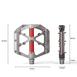 SQKJ Pedali per mountain bike SQKJ NXSAM Ansjs 3 Cuscinetti Mountain Bike Pedali Piattaforma Bicicletta Piane Pedali in Lega 9 / 16 (Color : Titanium S)