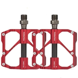 WFEI Parti di ricambio WFEI Pedali Bici, Pedali Bici Ultraleggeri, Pedali Piatti MTB Mountain Road Bike Sgancio rapido Tubo Centrale in Fibra di Carbonio Antiscivolo 3 Cuscinetti Pedali, M86c Red