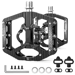 WHCL Parti di ricambio WHCL Pedali in Mountain Bike, Piattaforma Flat MTB Compatibile con SPD Dual Function Sealed Clipless, Leggero in Lega di Alluminio 9 / 16"Pedali con Tacchetti con Tacchetti, B