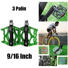 YSHUAI Parti di ricambio YSHUAI Pedali Bici Flat Facili da Montare, MTB Pedale Bicicletta Ottimo Grip, Pedali Flat da Bici di Alluminio buona fattura, 9 / 16" per MTB, Road Bicycle, Mountain Bike, Verde