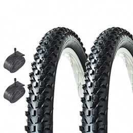 ECOVELO Pneumatici per Mountain Bike Ecovelò Pneumatici 26 X 2.10 (54-559) + CAMERE V.A. Mountain Bike Bici Bicicletta MTB, 2 COPERTONI VALVOLA America (Schrader) Unisex Adulto, Nero, Unica