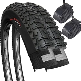 Fincci Parti di ricambio Fincci Set Coppia 26 x 1, 95 Pollici 50-559 Pieghevole Pneumatici Copertone con Schrader Valvole Interne Camera d'Aria per MTB Montagna Ibrida Bici Bicicletta (Confezione da 2)