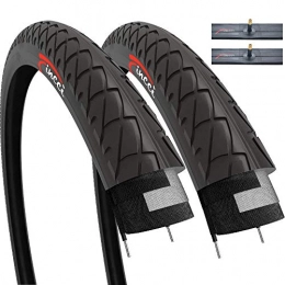 Fincci Parti di ricambio Fincci Set Coppia 26 x 2, 125 Pollici 54-559 Slick Pneumatici Copertone con Schrader Valvole Interne Camera d'Aria per Strada MTB Montagna Ibrida Bici Bicicletta (Confezione da 2)