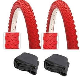 Kenda Pneumatici per Mountain Bike KENDA CICLOSPORTMARKET 2 x Copertone 26 X 1.95 Rossi + 2 x Camera d'Aria 26 X 1.95 VALVOLA Italiana Standard per Bici Mountain Bike / MTB - Consegna 24 Ore