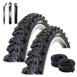 maxxi4you Parti di ricambio Maxxi4you - Set di 2 pneumatici Kenda K-829 da 26" per mountain bike, rivestimento nero 50-559 (26 x 1, 95) + 2 camere d'aria compatibili AV con 3 leve per pneumatici