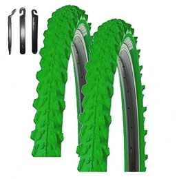 maxxi4you Parti di ricambio Maxxi4you - Set di 2 pneumatici Kenda K-829 Psycho 24" MTB, rivestimento verde 50-507 (24 x 1, 95) con 3 leve per pneumatici