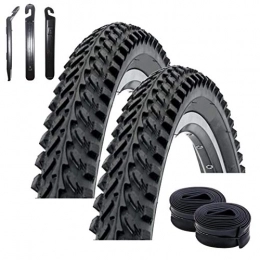 maxxi4you Parti di ricambio Maxxi4you - Set di 2 pneumatici Kenda K-898 da 26" per mountain bike, rivestimento nero 50-559 (26 x 1, 95) + 2 camere d'aria compatibili AV con 3 leve per pneumatici