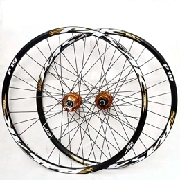 BNDDUP Ruote per Mountain Bike 26 "27.5" 29 "MTB 7-11 Velocità Cassetta Ruota anteriore e posteriore per mountain bike Cerchio a doppia parete Ruota per bicicletta Doppia parete in lega di alluminio MTB Freno a disco(Color:Golden,