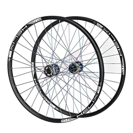 SHKJ Parti di ricambio 26 / 27.5 / 29 Pollici Set di Ruote Biciclette Alluminio Freno A Disco Cerchioni MTB A Doppia Parete, Rilascio Rapido Ruote per 32H 8 9 10 11 velocità (Color : Colorful, Size : 29 inch)