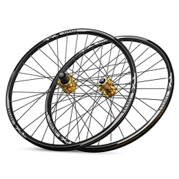 KANGXYSQ Ruote per Mountain Bike 26 / 27, 5 / 29 Pollici Set Ruote Per Mountain Bike MTB Cerchio In Lega Di Alluminio Rilascio Rapido Freno A Disco 32H Cassetta 7 8 9 10 11 Velocità (Color : Gold, Size : 26INCH)