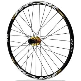 Asiacreate Parti di ricambio 26 / 27.5 / 29" Ruota Posteriore Sgancio Rapido Cerchio 24H Ruota per Mountain Bike Cuscinetto Sigillato Freni A Disco Mozzo Adatta A Cassetta 8-12 velocità (Color : Gold, Size : 27.5inch)