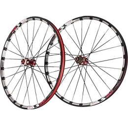 KANGXYSQ Ruote per Mountain Bike 26 27.5 Pollici Ruote Ciclismo Ruote Per Bicicletta Per Mountain Bike Freno A Disco Rilascio Rapido Cerchio Lega Doppia Parete Per 8 / 9 / 10S Volano (Color : Red hub silve logo, Size : 27.5inch)