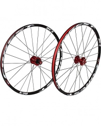 LLC Parti di ricambio 26 / 27.5"Ruote per Mountain Bike Cerchi in Lega A Doppia Parete Freno A Disco Bicicletta Ruote Anteriori E Posteriori Mozzo A Sgancio Rapido 24 Ore, Black Red, 26 Inches