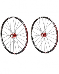 LLC Parti di ricambio 26 / 29"Ruote per Mountain Bike Cerchi in Lega A Doppia Parete Freno A Disco 24 Ore Ruote Anteriori E Posteriori per Bicicletta A Sgancio Rapido 9-11 velocità, Rosso, 26 Inches