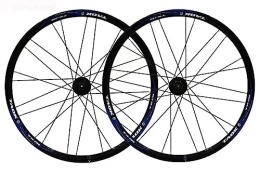 OMDHATU Ruote per Mountain Bike 26" mountain bike QR wheelset Doppio cerchio in lega di alluminio a raggi piatti Set di ruote Mozzi in alluminio CNC Cuscinetti a sfera Freni a disco per cassetta 7-10 velocità (Color : Black blue)