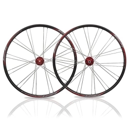 PHOCCO Ruote per Mountain Bike 26 Pollici Set di Ruote per Mountain Bike Sgancio Rapido Freno A Disco Set di Ruote per MTB Doppio Strato Cerchi Cuscinetti Sigillati Mozzi Adatti A 7-10 velocità (Color : Red, Size : 26 in)