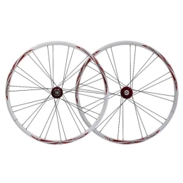 LSRRYD Parti di ricambio 26 Set Ruote MTB Freno Disco Rilascio Rapido Lega Alluminio Mozzi Portanti Imitati Corpo Cassetta Acciaio CP Mountain Bike Cerchi Doppia Parete (Color : White-red, Size : 26inch)