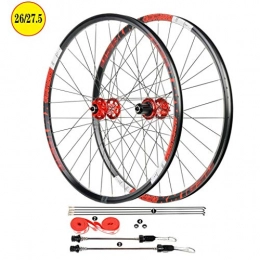 NOLOGO Parti di ricambio 27.5 Pollici 26 Pollici Ruote Bici, Doppio Muro Lega di Alluminio Rilascio Rapido Hybrid / Mountain Freno A Disco 11 velocit Cuscinetti Sigillati Mozzo Ruote (Color : Red, Size : 26 inch)