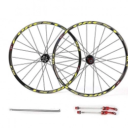 AIFCX Parti di ricambio AIFCX Mountain Bike Wheel Set, 26 27, 5 Pollici MTB Lega di Alluminio della Rotella del Rilascio rapido 28 Fori 7 8 9 10 11 Speed ​​Rear Hub, Yellow-27.5inch