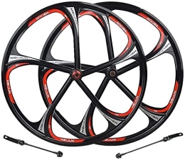 Auoiuoy Ruote per Mountain Bike Auoiuoy Wheelset Bike, Set di Ruote Mountain Bike, 26 Pollici in Lega di magnesio Rim MTB Bicicletta Anteriore della Bicicletta Ruota Posteriore Ruota Rapida 8-10 velocità Freno a Disco, Black-26inch