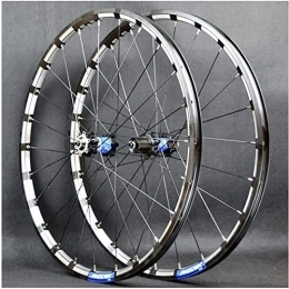 AWJ Ruote per Mountain Bike AWJ Set di Ruote per Mountain Bike da 26 / 27, 5 Pollici, cerchione in Lega a Doppia Parete CNC Ruote per Bicicletta MTB Mozzo a Cassetta QR Freno a Disco 24 Fori 7-11 velocità Ruota