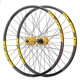 BAIDEFENG Ruote per Mountain Bike BAIDEFENG Ruote Anteriori E Posteriori per Bici, Ruote MTB da Montagna A Doppia Parete in Lega per Pneumatici A Sgancio Rapido 8-11S 27, 5", Giallo